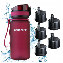 AQUAPHOR CITY Filterflaske 350ml Bordeaux Sæt med 5 Patroner
