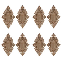 8X Niepomalowana Europejska Przezroczysta Rzeźbiona w Drewnie Aplikacja Onlay Ramka na Zdjęcia Dyski Decor Drewniane do Drzwi Weselnych Home 25X15Cm