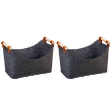 2X Foldable Wood Basket Large Capacity 57 L Fireside Wood Carrier Holder Bag for Firewood Wood Newspapers Clothes