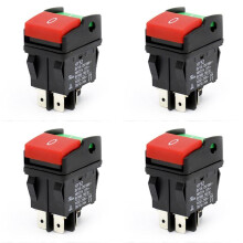 4X Industriella Elektriska Tryckknappsomkopplare,HY52 Tryckknapp för Mekanisk Enhetsomkopplare 4 Stift med Ljus 125/250 V