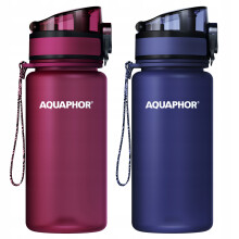 Filterflaske med Aquaphor City patroner 0,35L 2x Bordeaux og Marineblå