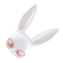 (white) Glowing Bunny Mask Half Face Rabbit Mask Accessory For Halloween Party Supplies