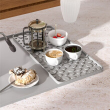 Silicone Coffee Mat 15.75x23.6Inch Coffee Bar Mat with Detachable Dish Drying Mat Raised Spill Proof Edges Black