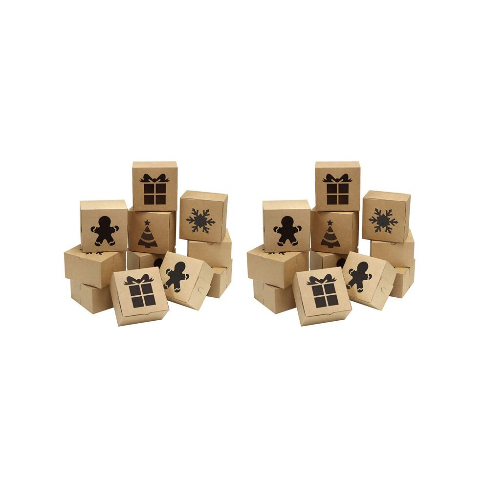 60 Cardboard Bakery Cookie Boxes Set 4X4x2.5inch Auto-Popup For Christmas Cupcakes, Cookies, Brownies, Donuts 6032529409631