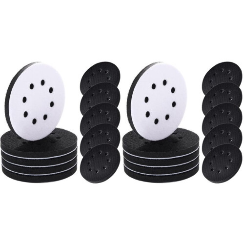 20 Pcs Soft Density Interface Pads 5inch 8 Holes Hook and Loop Sponge Cushion Buffer Backing Pad Sanding Interface Pad