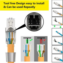 4 Pcs for RJ45 CAT7 Connectors Tool Free Shielded Toolless Modular Network Plug for Installation Cable