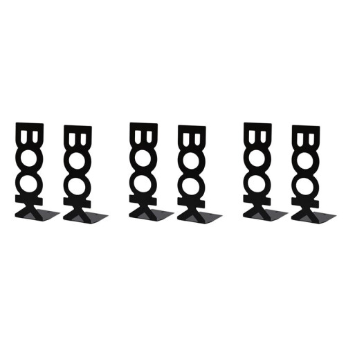3 Pair Bookends for Library School Book Holder Book Letter Book Baffle Black