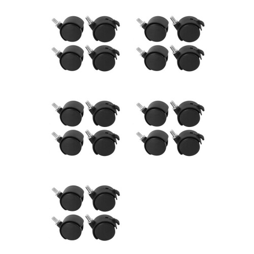 Set of 20 Screw in Caster Wheels - 10 with Lock Function