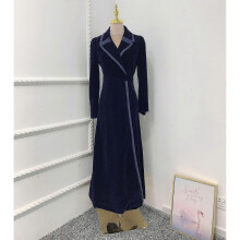 (XL) EVAGO Autumn Winter Velvet Muslim Ladies Long Trench Coat Dubai Abaya Kaftan Kimono Robe Femme Abayas For Women Islamic Clothes