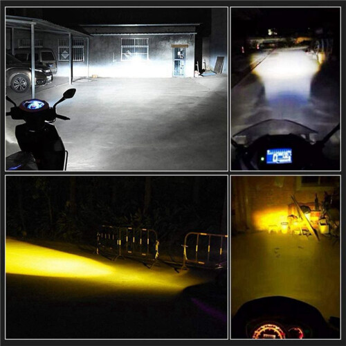 3X H4 LED Spotlight Small Light Bulb LED Motorcycle Modified Headlight Integrated Two-Color Headlight Accessories 2