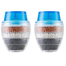 2X Activated Carbon Faucet Filter Faucet Nozzle Water Filter Kitchen Tap 5 Layers Filter Purifier for Home Use ()