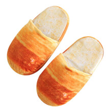 (French L) EVAGO Simulation Bread Cotton Slippers Winter Home Soft Bottom Non-slip Plush Warm Cotton Slippers