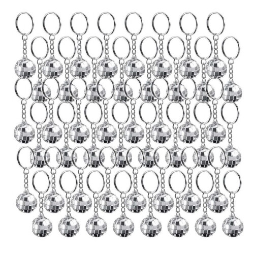 192Pcs Set Disco  Keychain Mirror Keyring Reflective  Key Chain Pendant 1