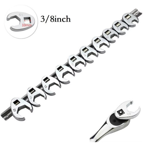 20 Unidades Chave Crowfoot de 3/8 Polegadas 10 A 22mm Métrica SAE Imperial Cromada Chave de Extremidade Aberta para Pés 2
