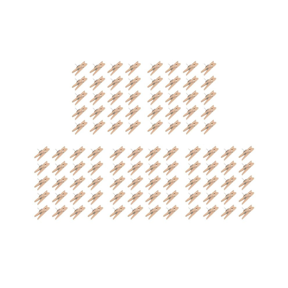 Push Pins With Wooden Clips Pushpins Tacks Thumbtacks, Paper Clips With Pins Natural Color 100Pcs 6032694962498