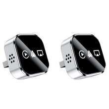 2X 3in1 Wireless Carplay Adapter AirPlay Carplay Android Auto USB Dongle Plug and Wired Carplay to Wireless Silver