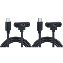 2X Cabo de Extensão USB-C USB 3.1 Tipo C Macho para Fêmea com Orifício Parafuso de Montagem em Painel, Conector Tipo C de 480 Mbps