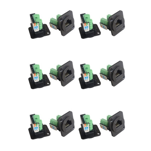 6X RJ45 CAT5E Network Cable Scoket Rj45 Panel Installation Module Network Cable Extender Cat 5 Panel Connector