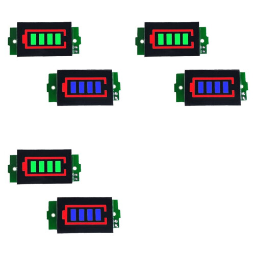 6 Pcs 1-8S Lithium Battery Meter Display Module  Three String LED Lithium Battery Pack Indicator Board
