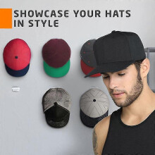 (White) EVAGO Wall Mount Hat Hook Punch-free Adhesive Baseball Cap Holder For Home Bedroom New