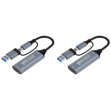 2X Scheda di Acquisizione Video USB 3.0 2 In 1, Compatibile con  4K, con USB 2.0 Type-C, Registrazione di Giochi per , per , per PS5/4