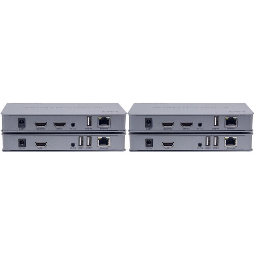 2X Extensor KVM Compatível com  de 120 M, RJ45 4K com Áudio KVM USB HD sobre Cat6 com Saída Loop IR para Mouse e Teclado