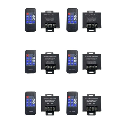 6X LED Single Color Dimmer Wireless LED Controller 11 Key Remote Control Adjust Brightness  DC12V-24V