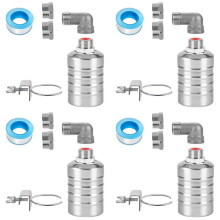 4Conjunto Válvula de Flotador de Agua de 1/2 A 3/4 Pulgada, Válvula de Flotador de Acero Inoxidable, Válvula de Flotador de Controlador de Nivel de