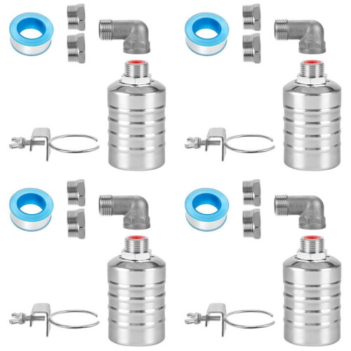 4set 1/2Inch to 3/4Inch Water Float Valve,Stainless Steel Float Valve,Fully Automatic Water Level Controller Float Valve