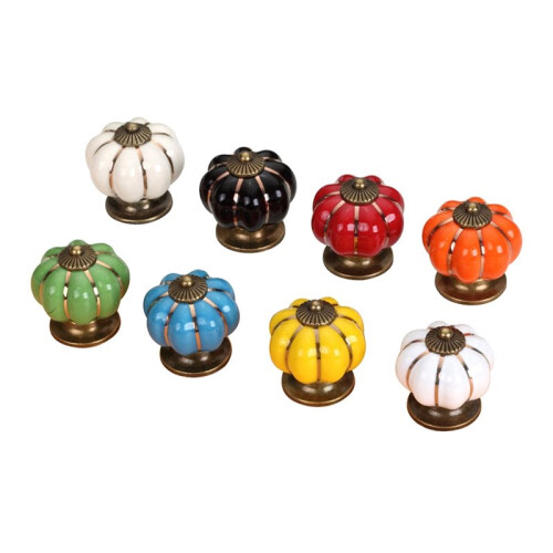24pcs Pumpkin Ceramic Handles 38mm Drawer Knobs Cupboard Door Handles Single Hole Cabinet Handles 1
