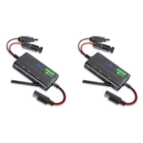 2X MPPT Solar Charge Controller 12V 10A, Solar Panel Charge Controller with Type-C and USB Output for AGM, LiFePO