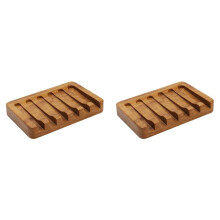 2X Soap Dish with Slanted Waterfall Design, Bar Soap Holder Teak Wood, Soap Saver for Shower,Bathroom, Sink, Kitchen