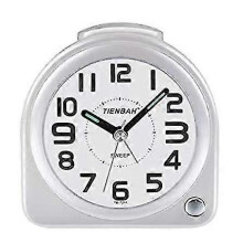 EVAGO analog Alarm Clock for Bedrooms Heavy Sleepers Adults Battery Operated Music Wake Silent Non Ticking 4 Inches Clocks with Night Light - White