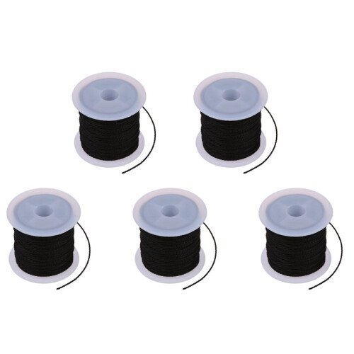 5X Roll Black Waxed Cotton Necklace Beads Cord String 1mm HOT