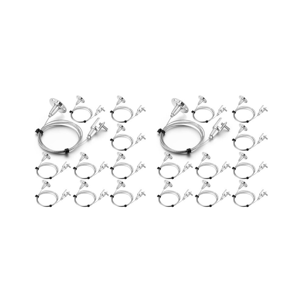 20 Pcs 6.5 Ft Ceiling Sign Hanger Picture Rail Hanging Suspension Wire Acrylic Board Display Metal Clamp 6033507436182