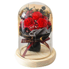 (red) Eternal Flowers Rose In Glass Dome With Led Lights, Romantic Gifts For Women Xmas Valentine's Day