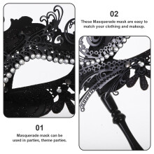 2St Elegante Zwarte Masker Voor Gemaskerd Bal