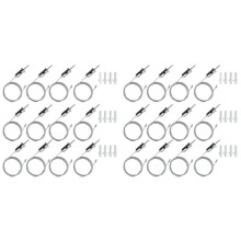 24 Sets Hexagon Garage Suspension Cables Kit Steel Hanging Chains, Honeycomb Light Connector Pendant Wire Rope Cable 1m