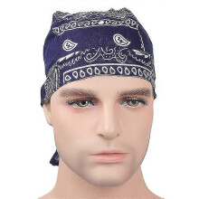 (1PCS, The Cowboy Blue) Cotton Pirate Hat Elastic Adjustable Cap Men Women Outdoor Sport Bandana Cycling Headscarf One Size