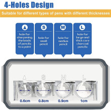 4Pcs Carpenter Pencil Sharpener Long Point Manual Pencil Sharpener with Plastic Lid 4 Holes Handheld Pencil Sharpener