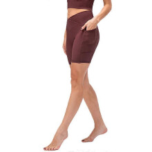 (XL, RED) EVAGO Women's Cross Waist Biker Shorts with Pocket, Sports Athletic Workout Running Yoga Shorts