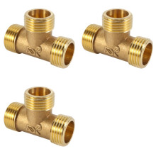 3X Brass T Shape Water Fuel Pipe Equal Male Tee Adapter Connector 1/2 Inch Thread