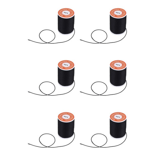 6X Roll Black Waxed Cotton Necklace Beads Cord String 1mm HOT
