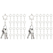 100Pc Star Shaped Spring Snap Keychain Clip with Chain Hanging Buckle and Open Jump Ring