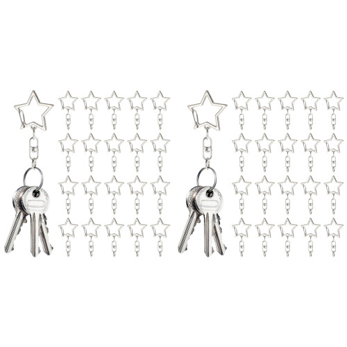 100Pc Star Shaped Spring Snap Keychain Clip with Chain Hanging Buckle and Open Jump Ring