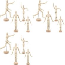 12 Pièces Figurine de Mannequin en Bois Posable en Bois Modèle Humain Dessin Figure pour Croquis Peinture Décor de Bureau de Noël