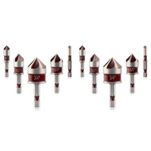 10PCS Countersink Drill Bit Set,82Degree 5 Flute HSS Countersink Bit, 1/4 Inch 3/8 Inch 1/2 Inch 5/8 Inch 3/4 Inch
