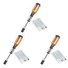 3X Push Pull Ratchet Screwdriver Set 5 in 1 Screwdriver Bit Set Sleeve Driver Bit-Holder Ratchet Socket Screw Kit Brown