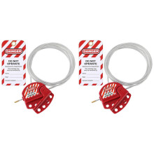2X Cerradura de Cable con Etiqueta de Bloqueo Candado de Cable Ajustable Candado de Cable de Acero Recubierto de Vinilo para Mantenimiento y Repara