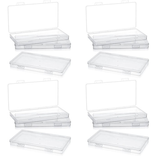 12Pack  Plastic Clear Storage Containers Box,Small Rectangle Empty Organizer Case with Hinged Lid